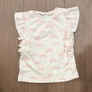 Charming Cream Rainbow Ruffle Sleeve Tee